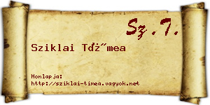Sziklai Tímea névjegykártya
